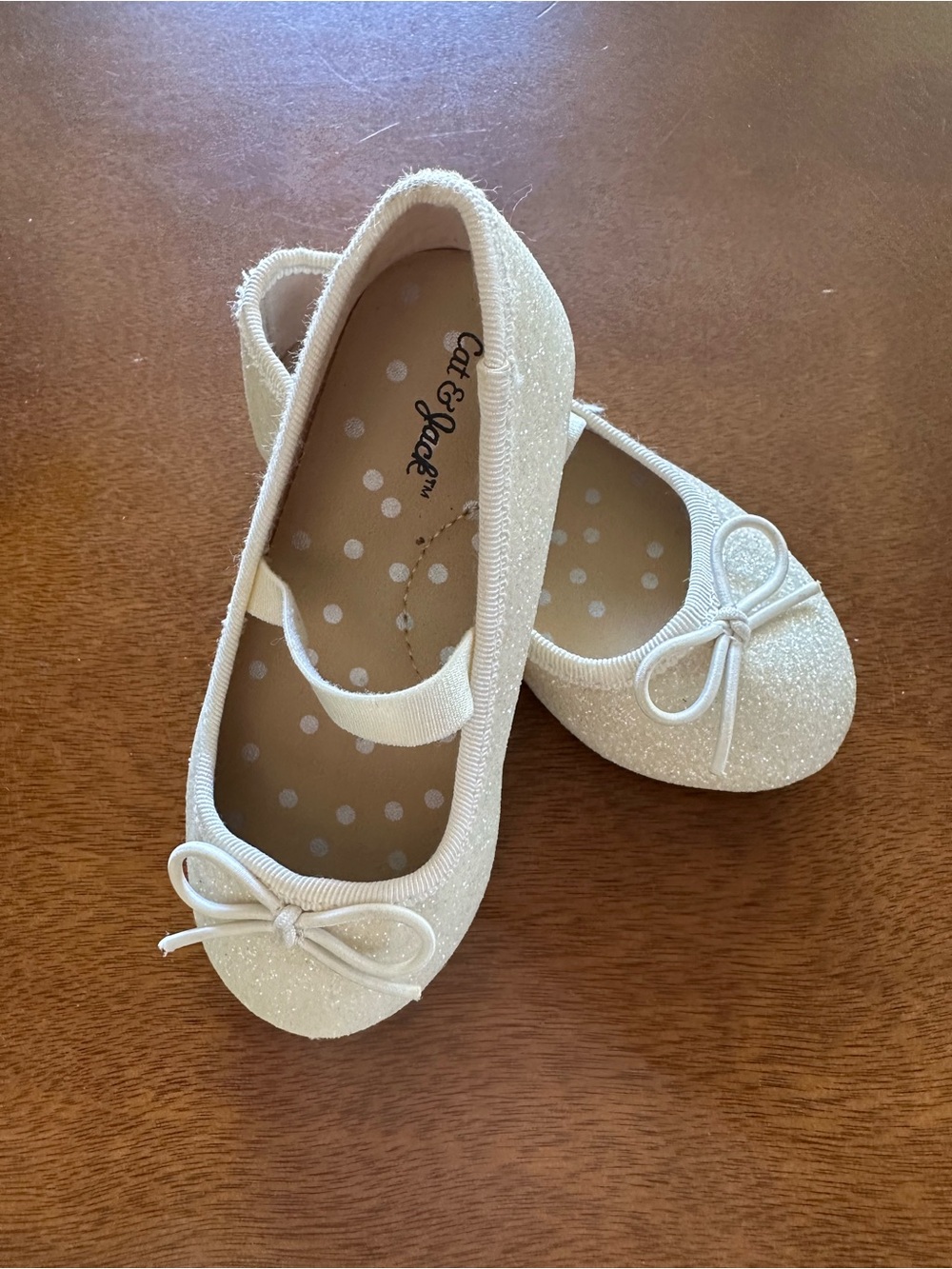 Cat & Jack | Baby Glitter Mary Jane Flats with Bow, Size 6 ✨